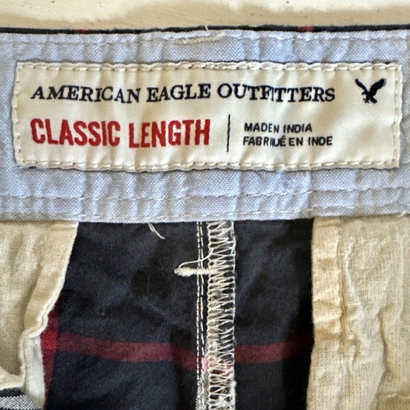 American Eagle Outfitters Mens Plaid Chino Shorts Size 28 Longboard Cotton - Picture 7 of 8